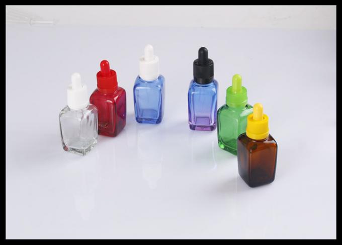 Bottiglia verde quadrata ambrata cosmetica di vetro della bottiglia 30ml del contagoccia dell'olio essenziale