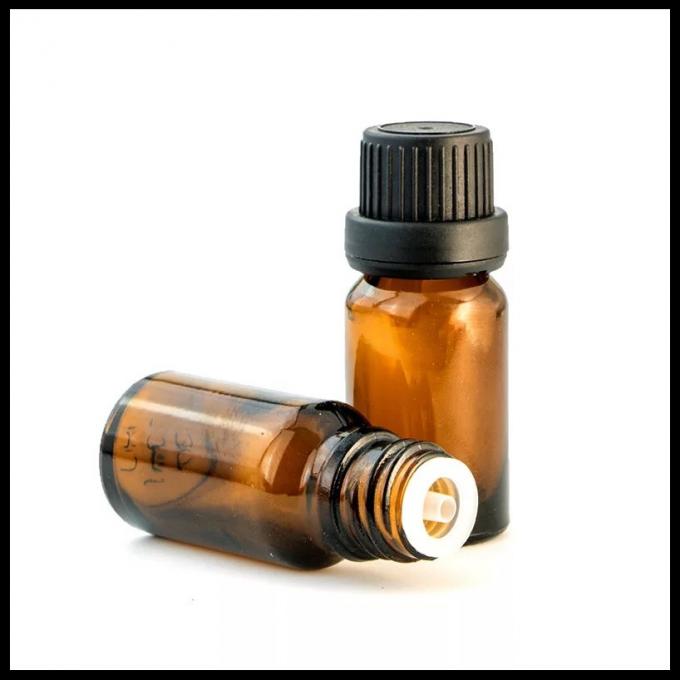 bottiglie di vetro dell'olio essenziale di 10ml Brown con la spina interna dell'anti di furto testa del nero